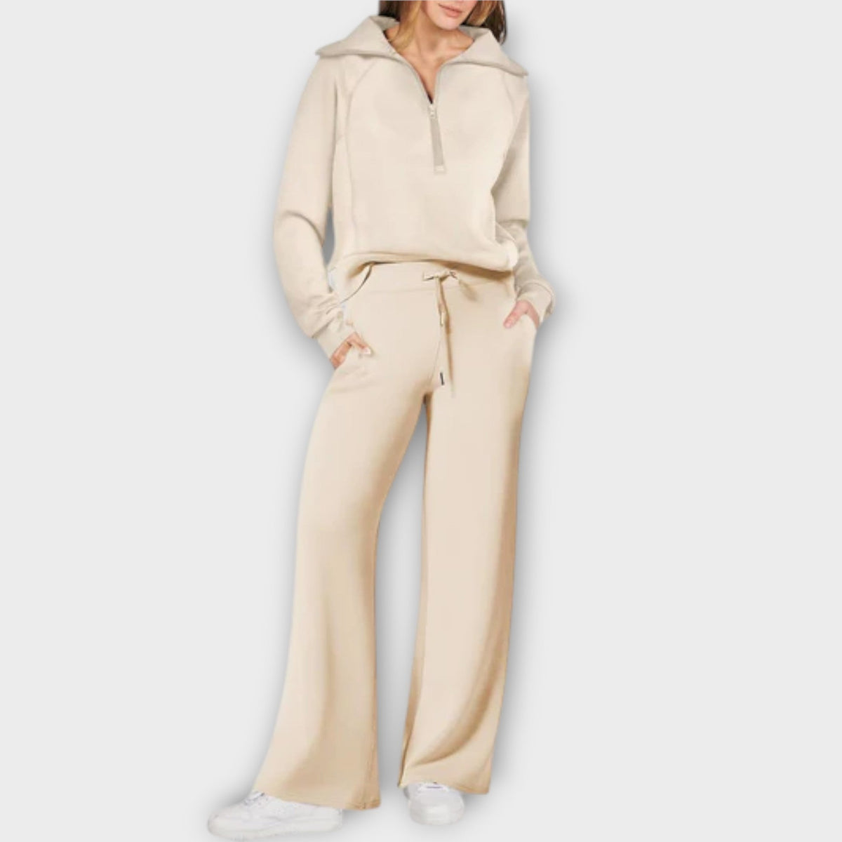 Women's Half-Zip Wide-Leg Lounge Set