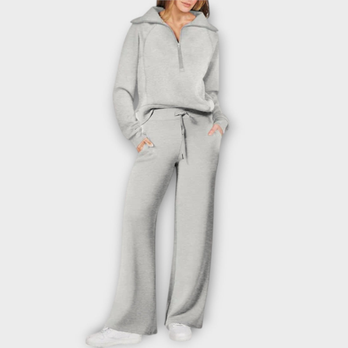 Women's Half-Zip Wide-Leg Lounge Set