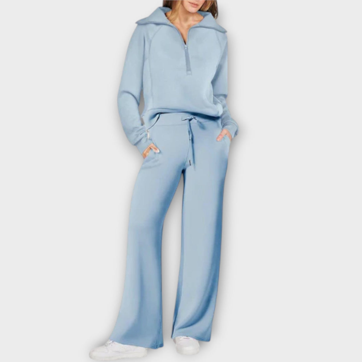 Women's Half-Zip Wide-Leg Lounge Set