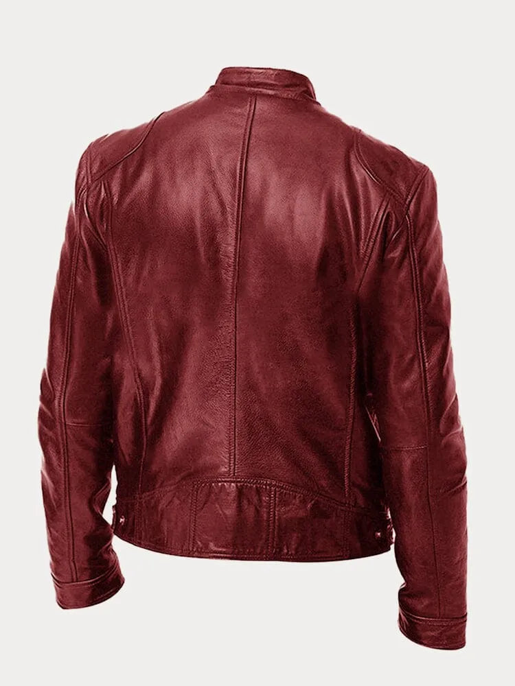Veste de motard pour homme avec col montant et poches zippées