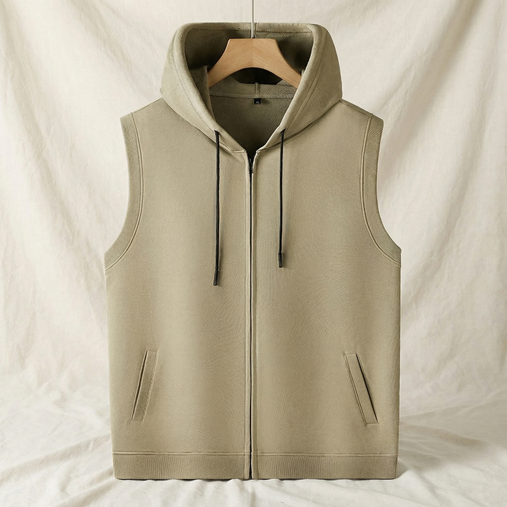 Débardeur à capuche homme sans manches et zippé | Gilet d'entraînement pour la salle de sport
