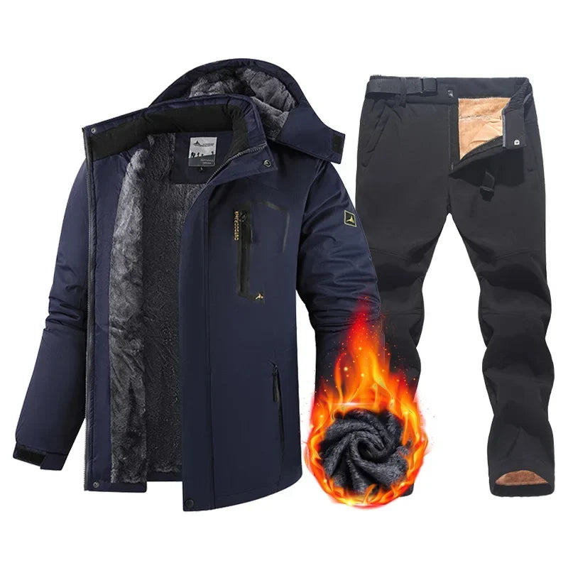 Men's Hooded Winter Jacket and Trousers Set | Fleece Lined