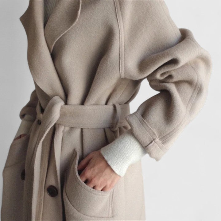 Women's Double-Breasted Wool Coat | Tailored Autumn Winter Coat