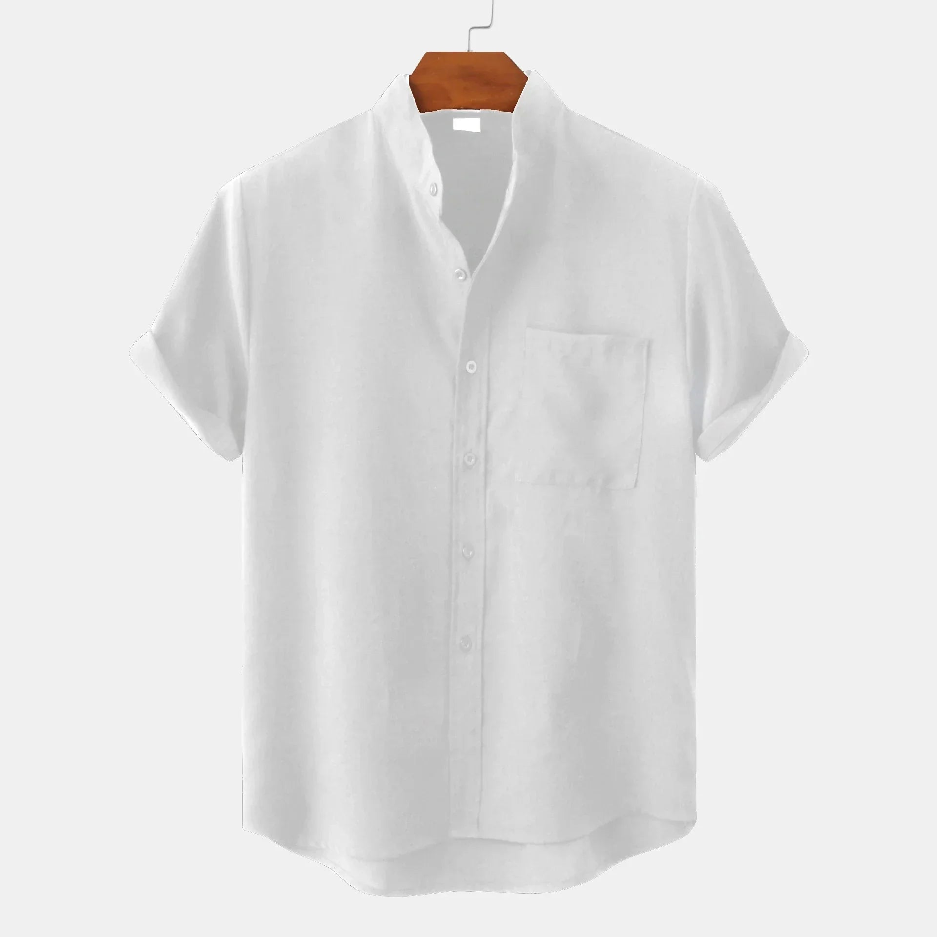 Men’s Textured Short Sleeve Grandad Collar Shirt