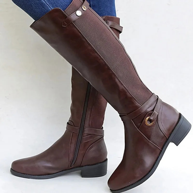 Bottes d’équitation montantes pour femmes avec empiècements extensibles