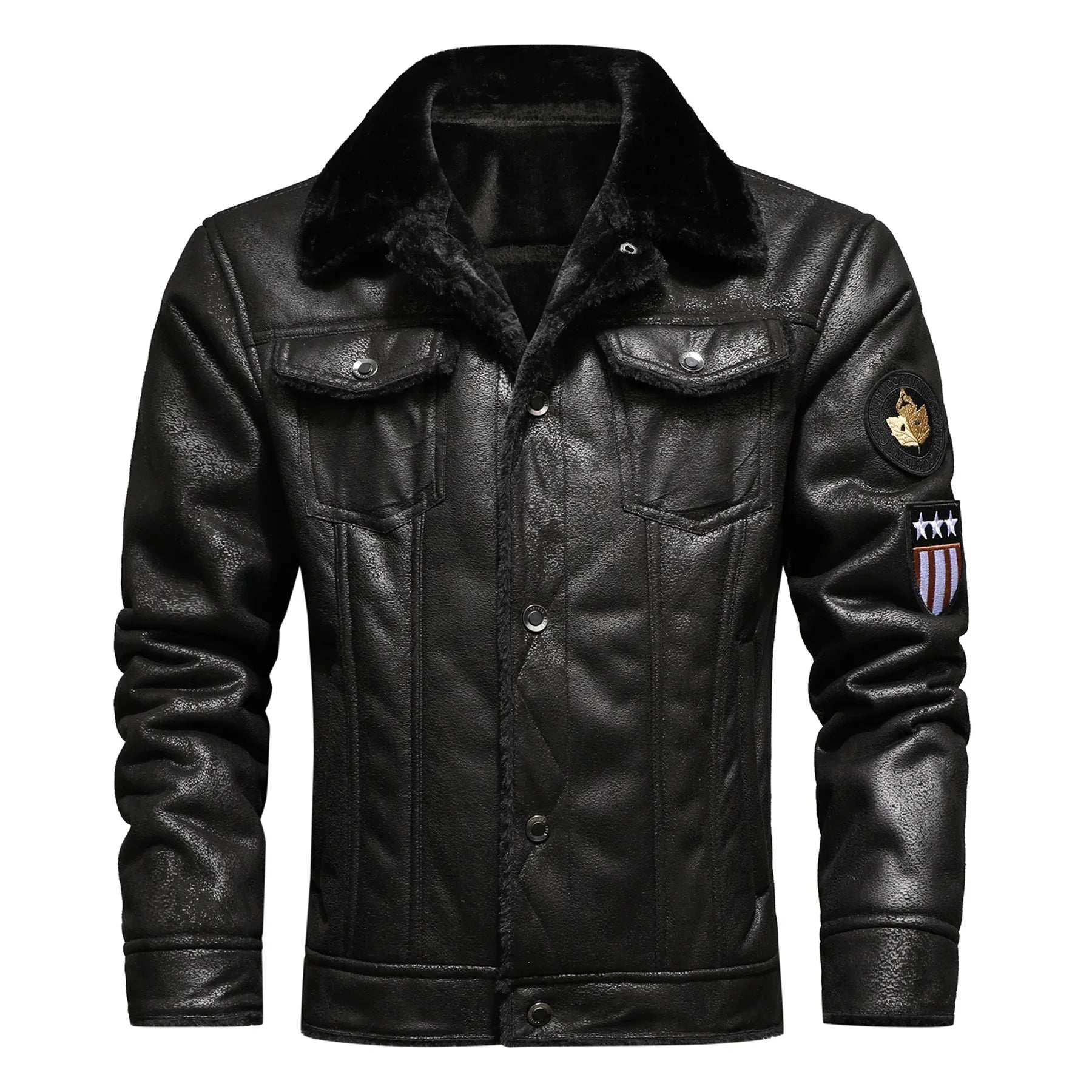 Veste trucker vintage pour homme doublée en tissu effet fourrure