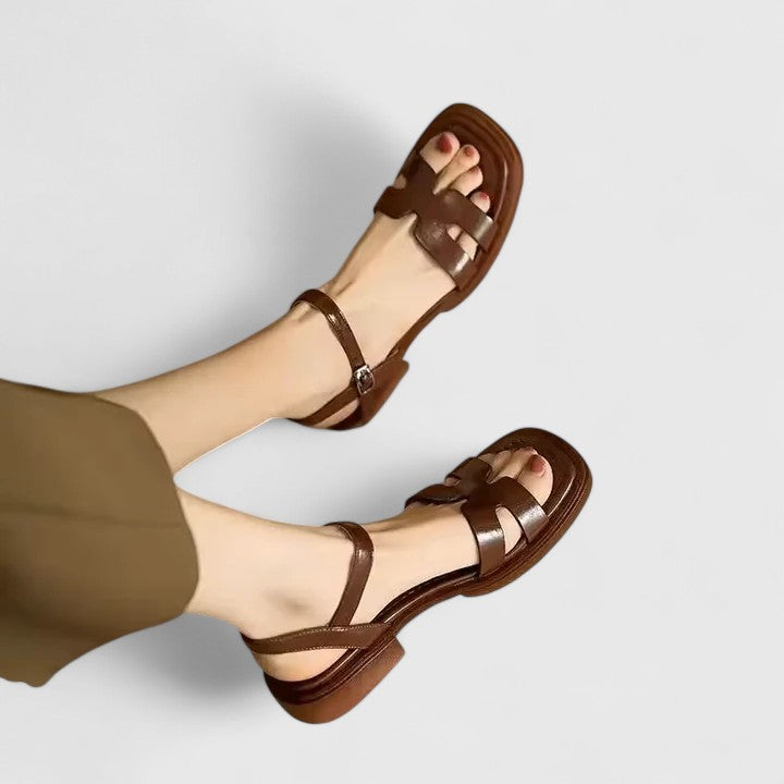 Women's Low Heel Sandals in PU Leather for Everyday Summer Wear