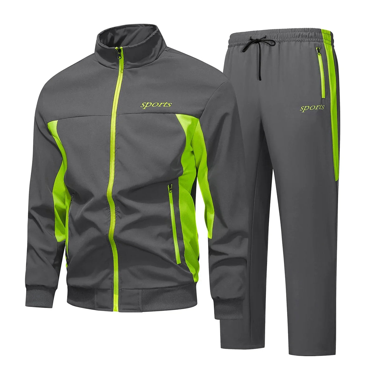Ensemble de survêtement zippé pour homme à empiècements contrastants