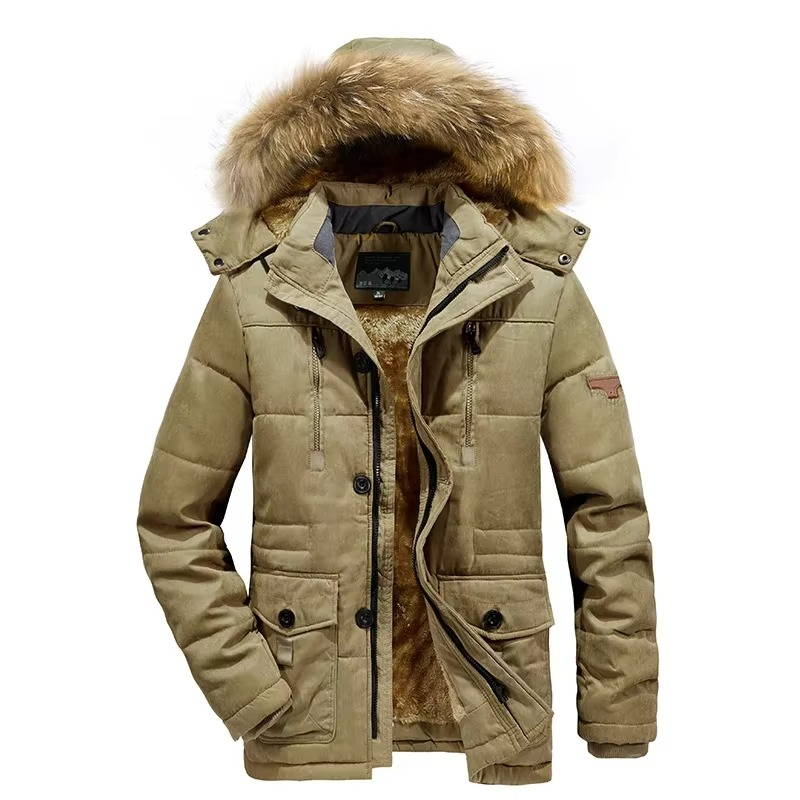 Parka d'hiver en polaire pour homme | Manteau à capuche à poches multiples