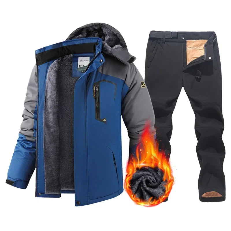 Men's Hooded Winter Jacket and Trousers Set | Fleece Lined