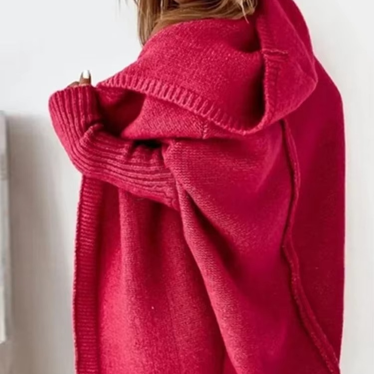 Women's Long Hooded Knit Cardigan