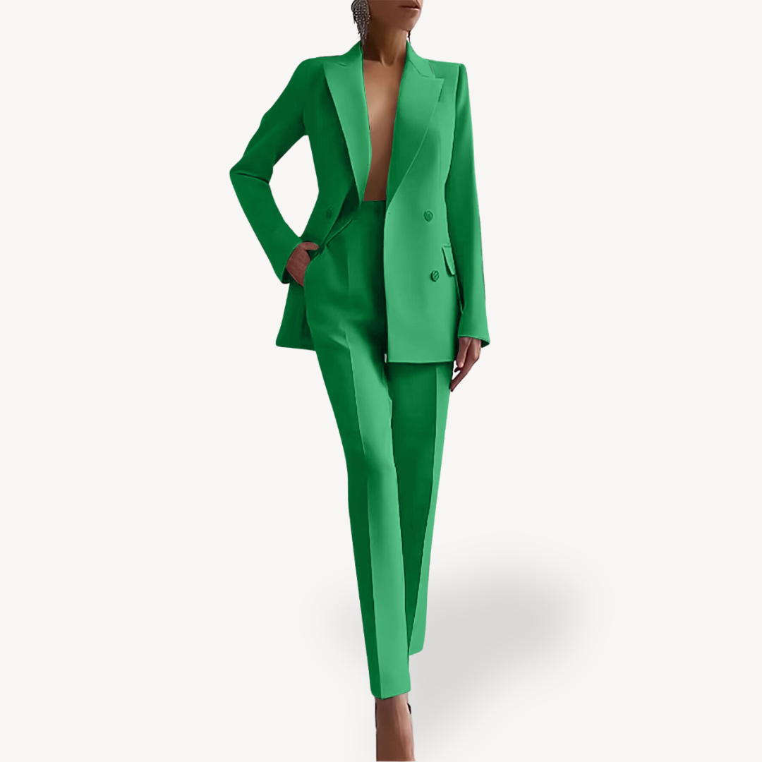 Double-Breasted Blazer and Trouser Suit Set