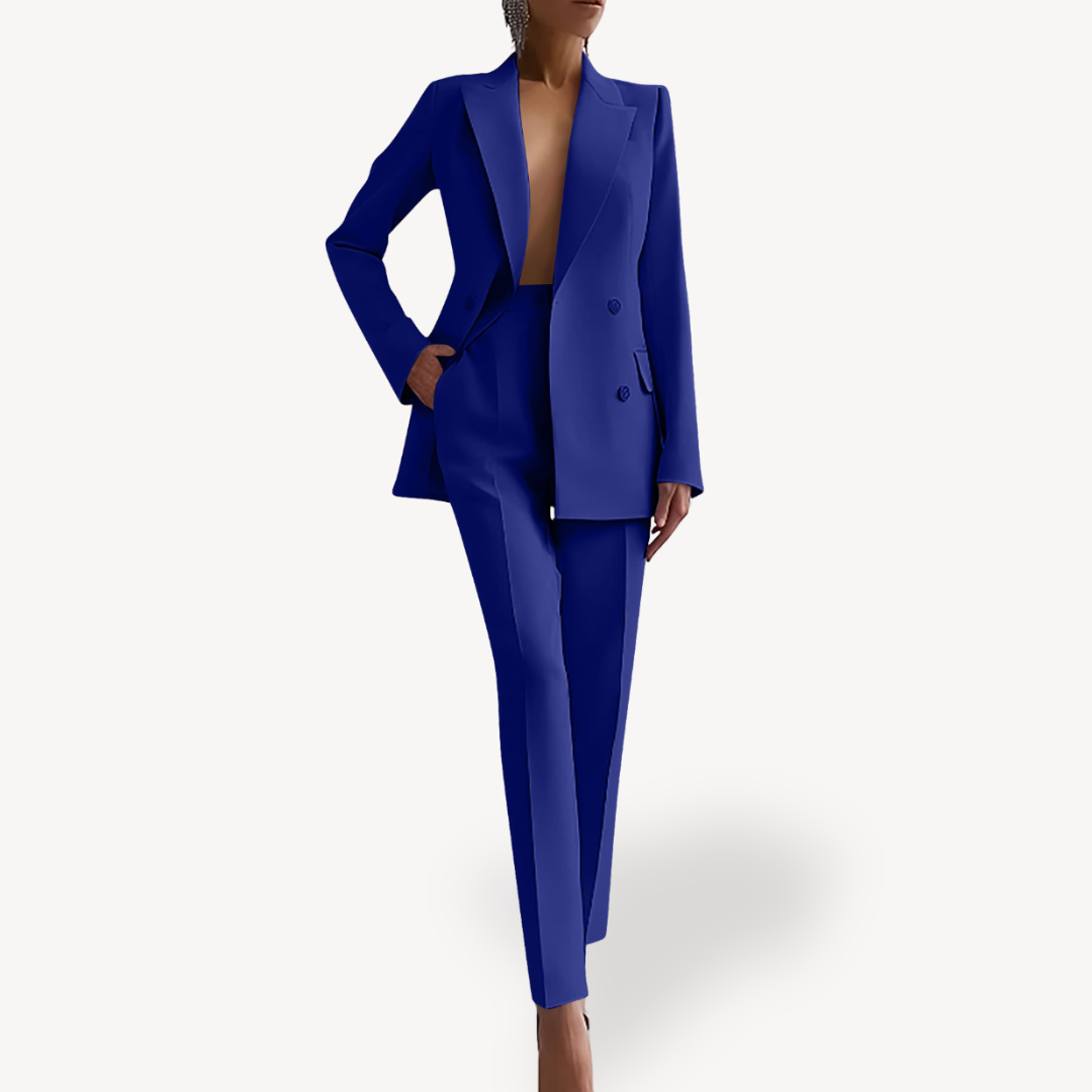 Double-Breasted Blazer and Trouser Suit Set
