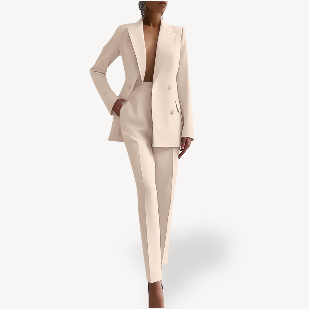 Double-Breasted Blazer and Trouser Suit Set