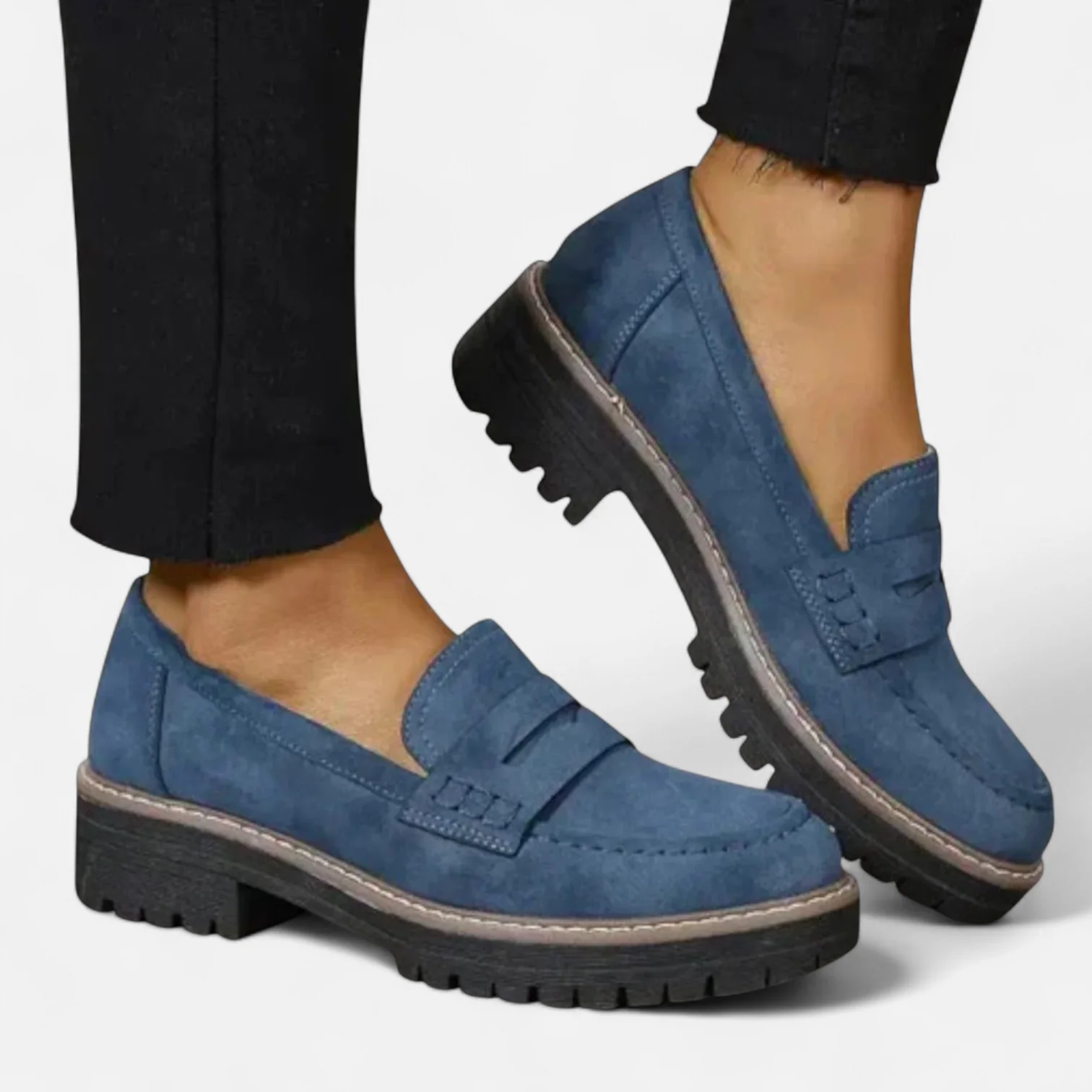 Suede Penny Loafers with Chunky Sole