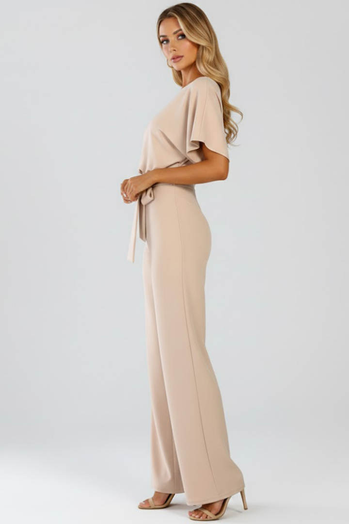 Women's Belted Wide Leg Occasion Jumpsuit