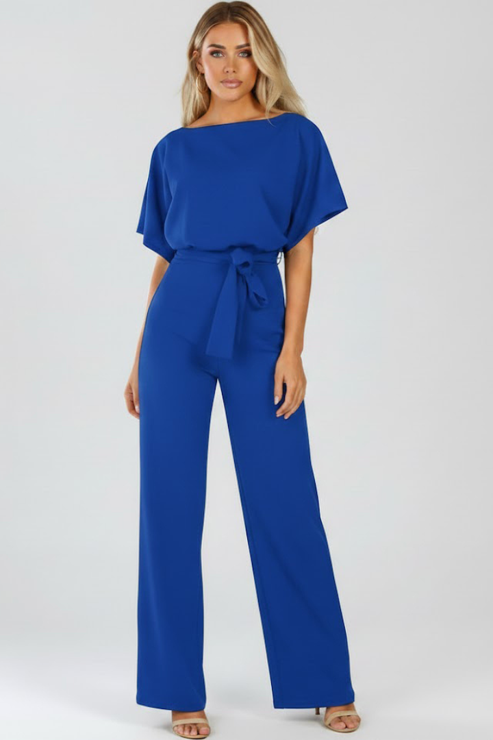 Women's Belted Wide Leg Occasion Jumpsuit