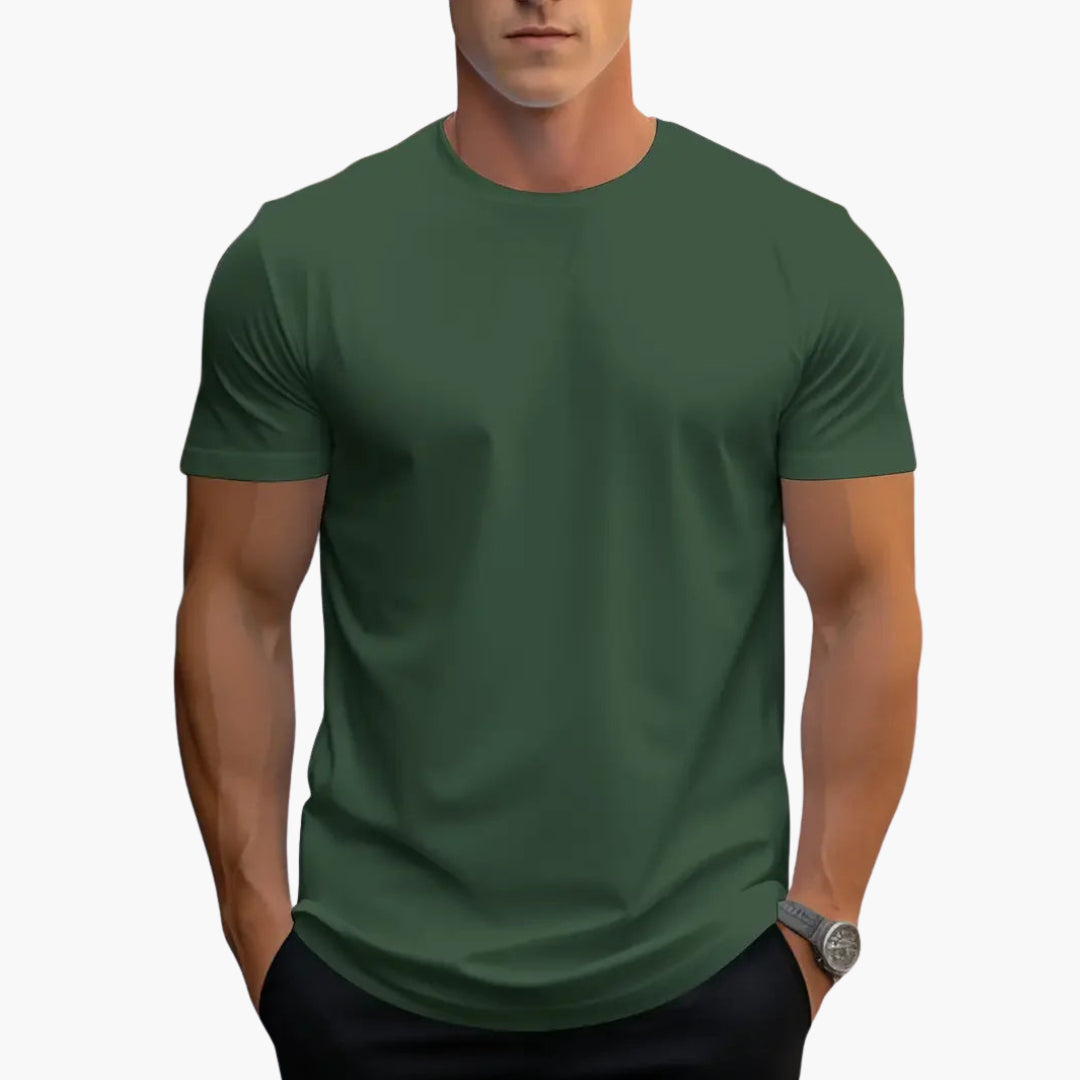 Men's Crew Neck T-Shirt with Curved Hem