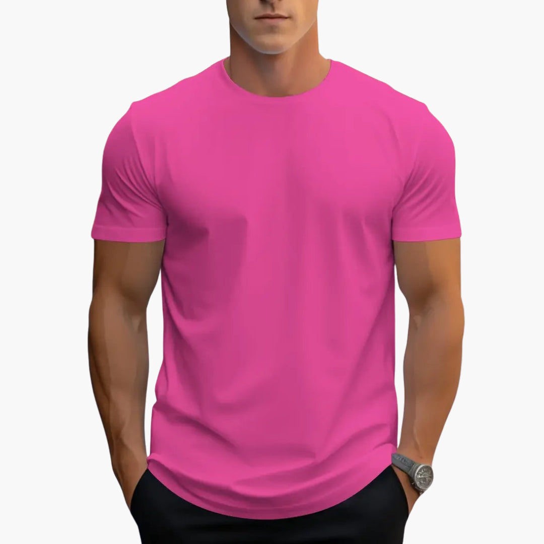 Men's Crew Neck T-Shirt with Curved Hem