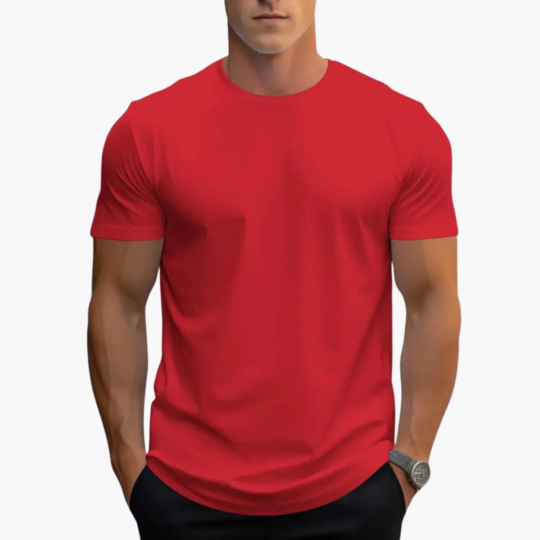 Men's Crew Neck T-Shirt with Curved Hem