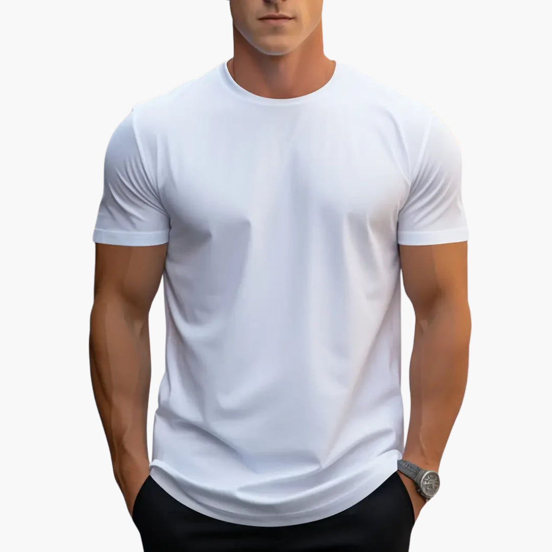 Men's Crew Neck T-Shirt with Curved Hem
