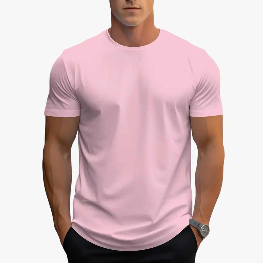 Men's Crew Neck T-Shirt with Curved Hem