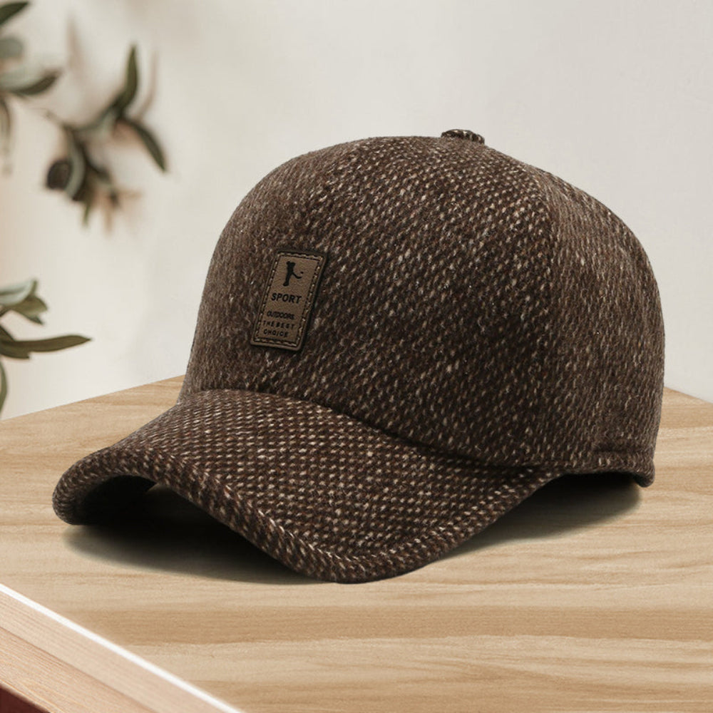 Tweed-Style Baseball Cap with Curved Brim