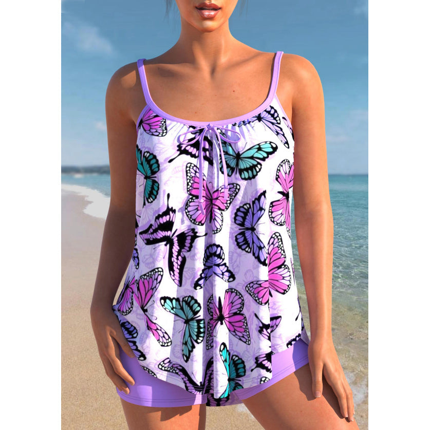 Tankini Swim Set with Tie-Front Detail