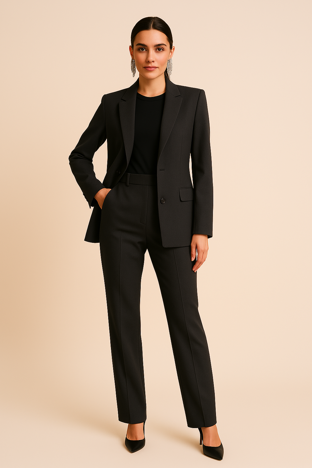 Women’s Tailored Blazer & Straight Leg Trouser Suit Set