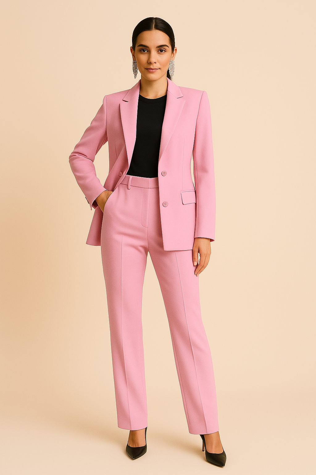 Women’s Tailored Blazer & Straight Leg Trouser Suit Set