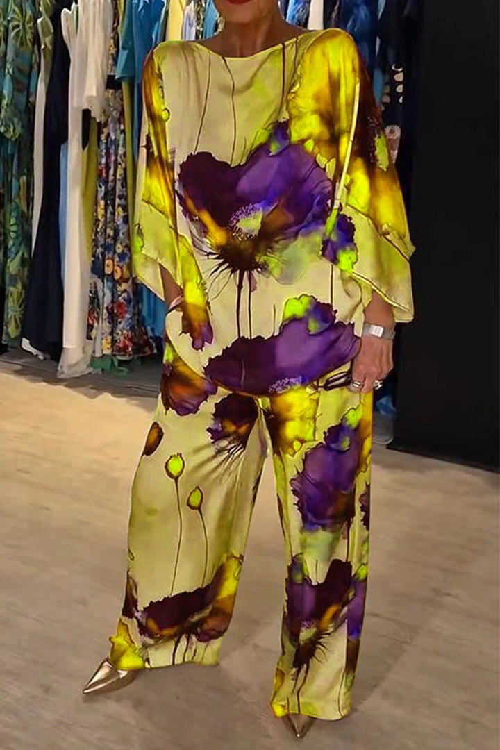 Women's Matching Top and Trousers Set | Floral Print Two Piece