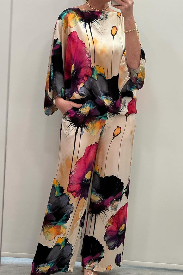 Women's Matching Top and Trousers Set | Floral Print Two Piece