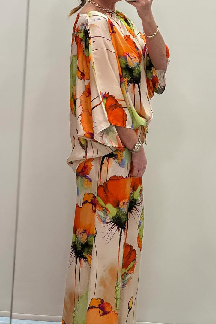 Women's Matching Top and Trousers Set | Floral Print Two Piece