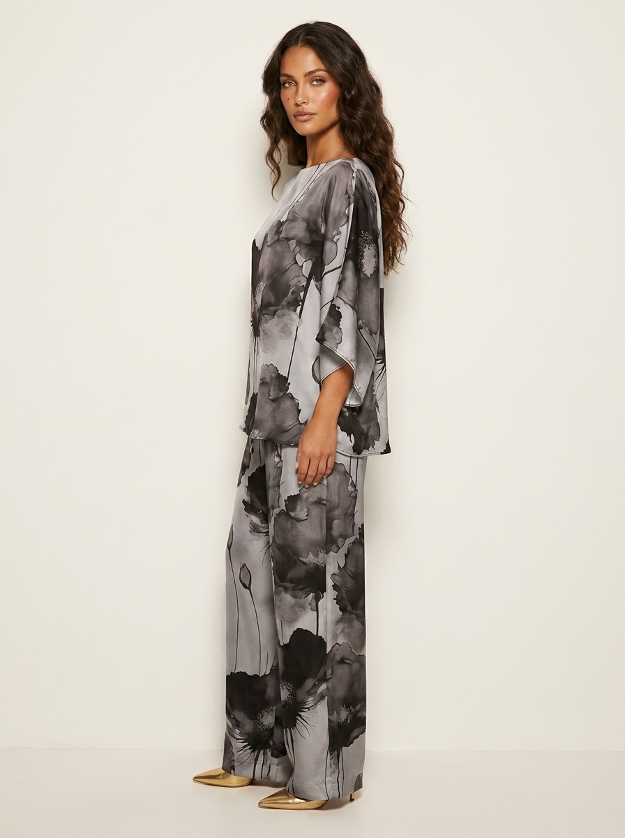 Women's Matching Top and Trousers Set | Floral Print Two Piece