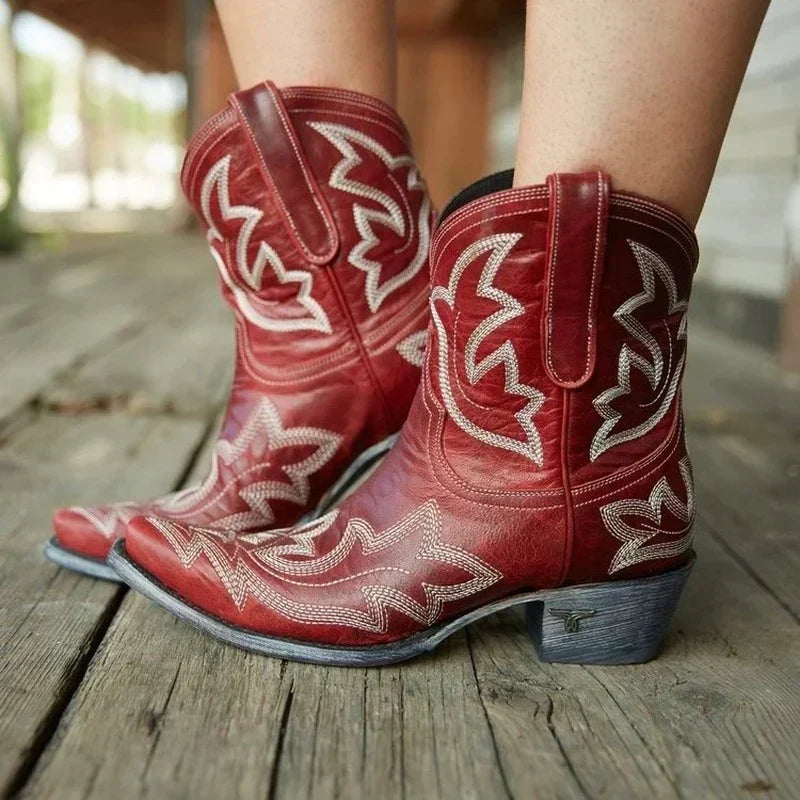 Women's Embroidered Western Ankle Boots