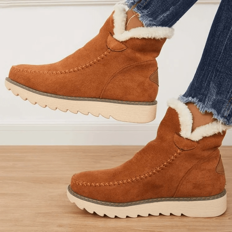 Bottes d’hiver pour femme doublées de fausse fourrure | Bottines à enfiler