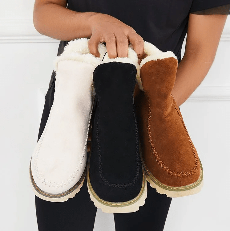 Bottes d’hiver pour femme doublées de fausse fourrure | Bottines à enfiler
