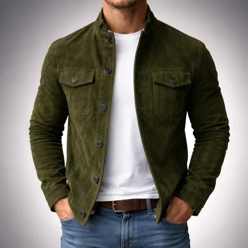 Veste homme boutonnée en imitation daim