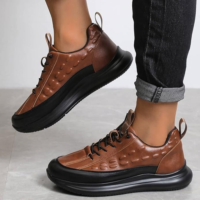 Men’s Leather Lace-Up Platform Trainers