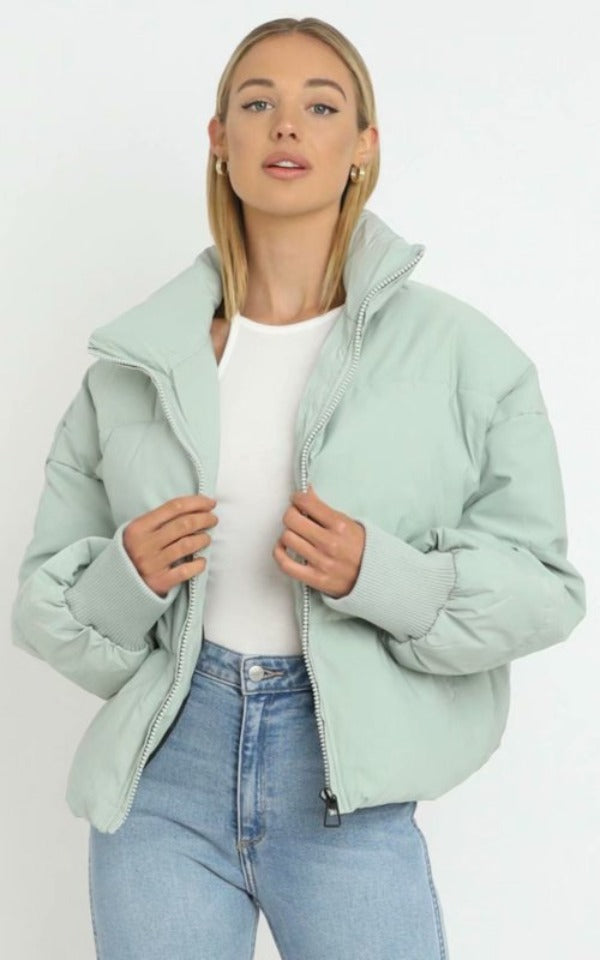 Women’s Padded Puffer Jacket with High Neck