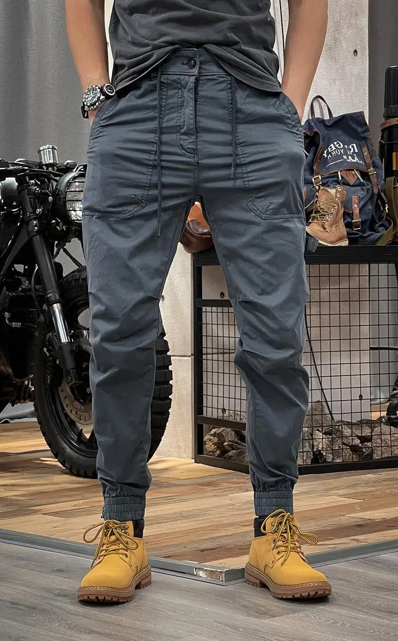 Drawstring Cargo Joggers with Utility Pockets