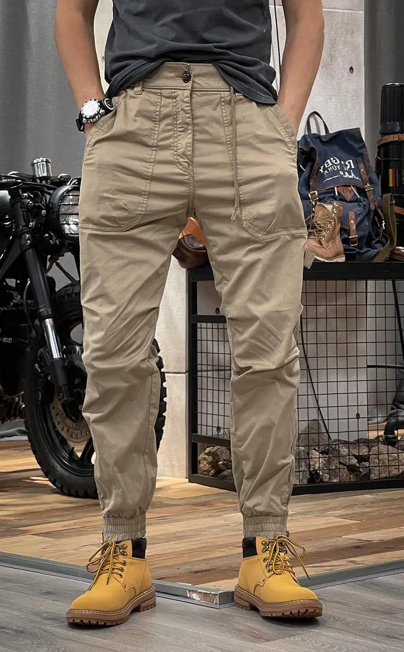 Drawstring Cargo Joggers with Utility Pockets