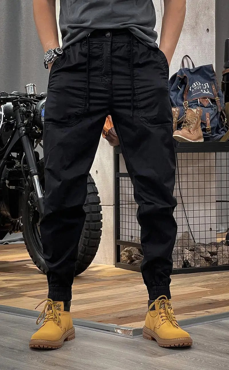 Drawstring Cargo Joggers with Utility Pockets