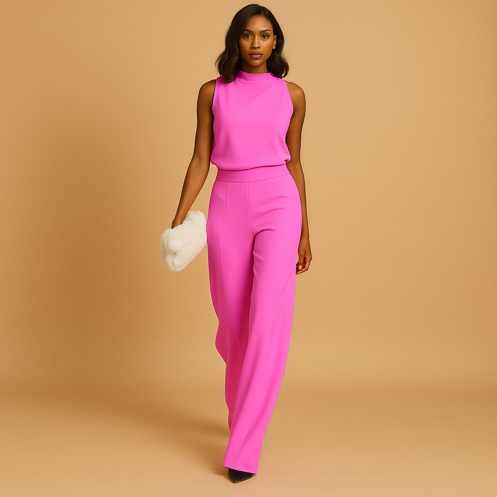 Women's Sleeveless Wide Leg Jumpsuit with Open Back