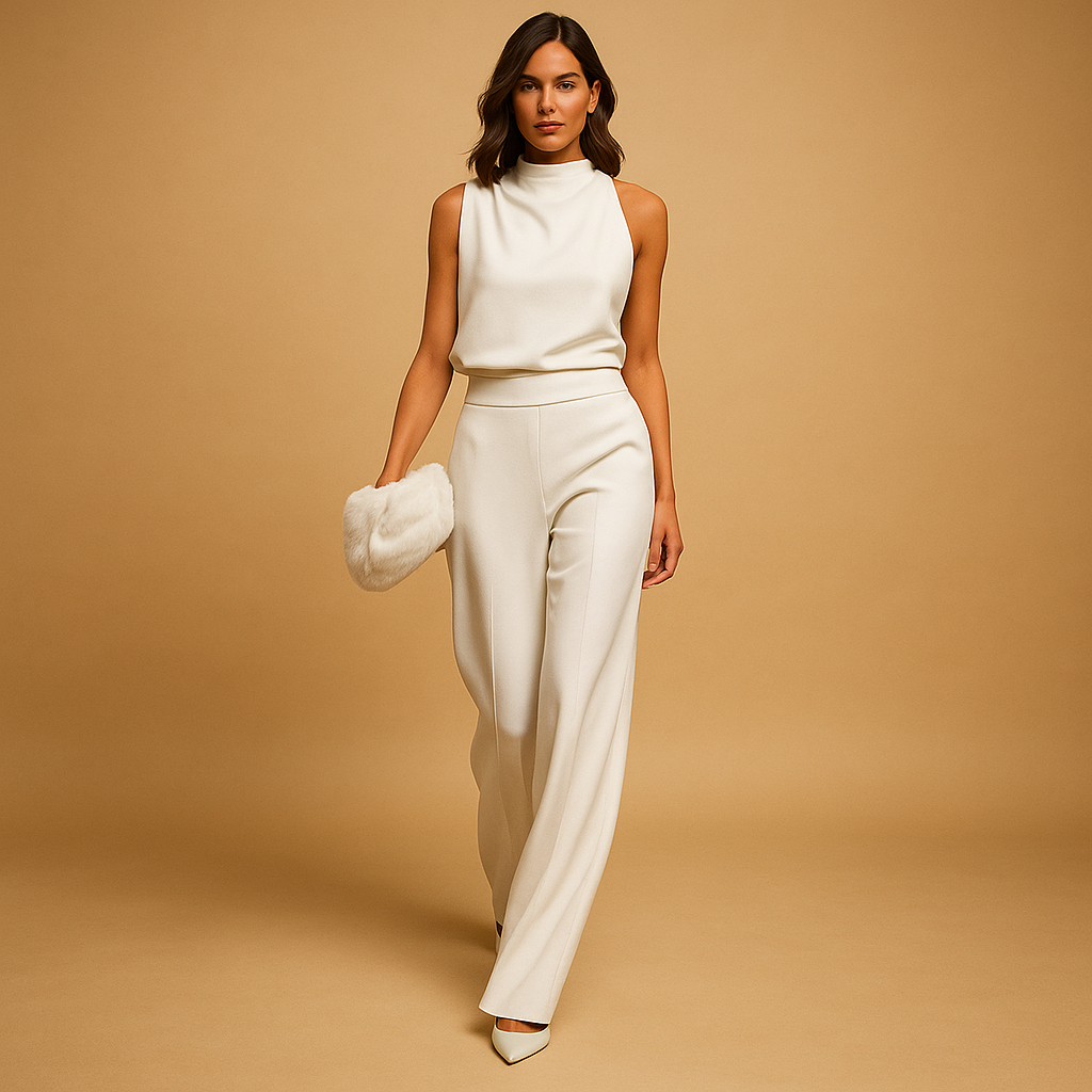Women's Sleeveless Wide Leg Jumpsuit with Open Back