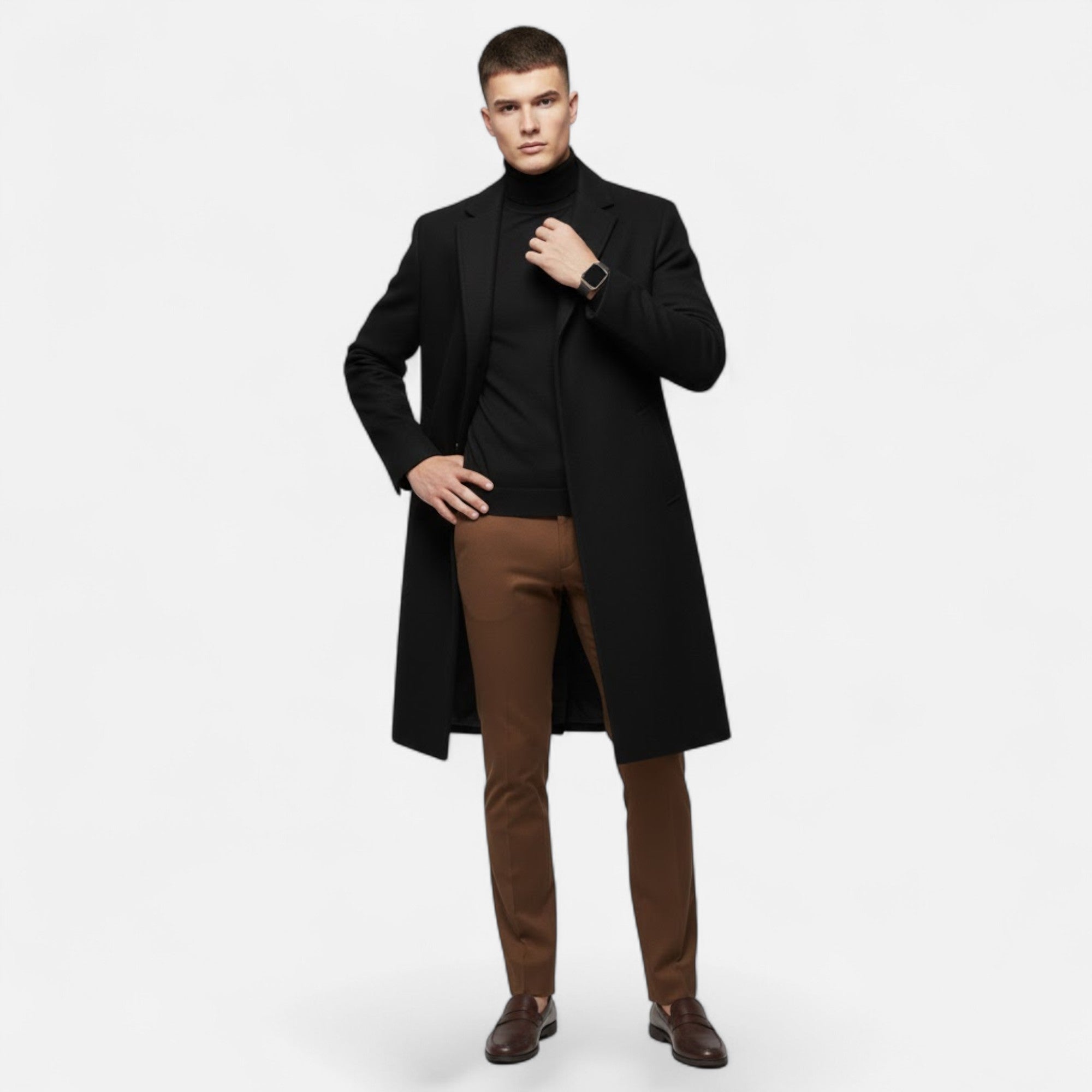 Men’s Tailored Longline Single-Breasted Overcoat