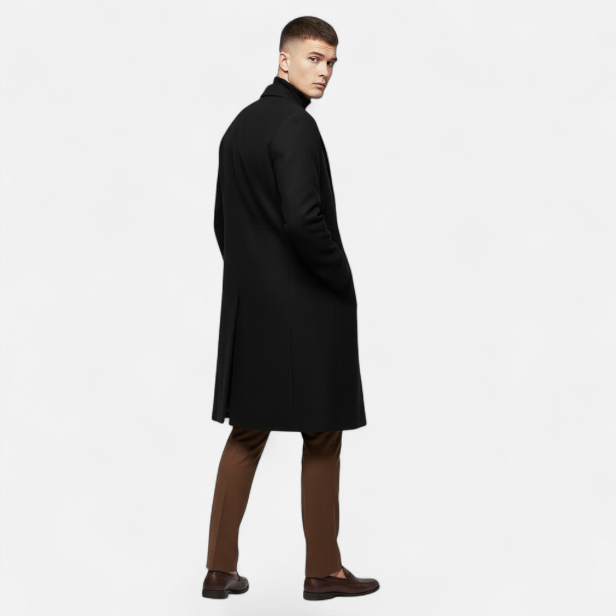 Men’s Tailored Longline Single-Breasted Overcoat