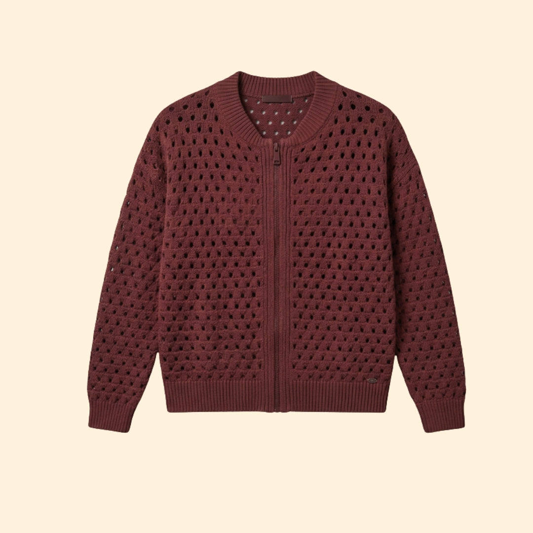 Women's Textured Knit Zip Cardigan