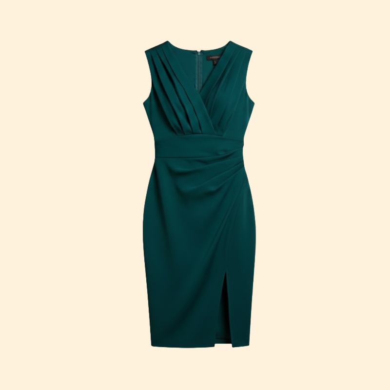 Robe midi portefeuille pour femme | Robe de cérémonie sans manches