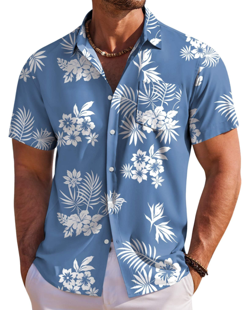 Men's Tropical Print Short Sleeve Shirt